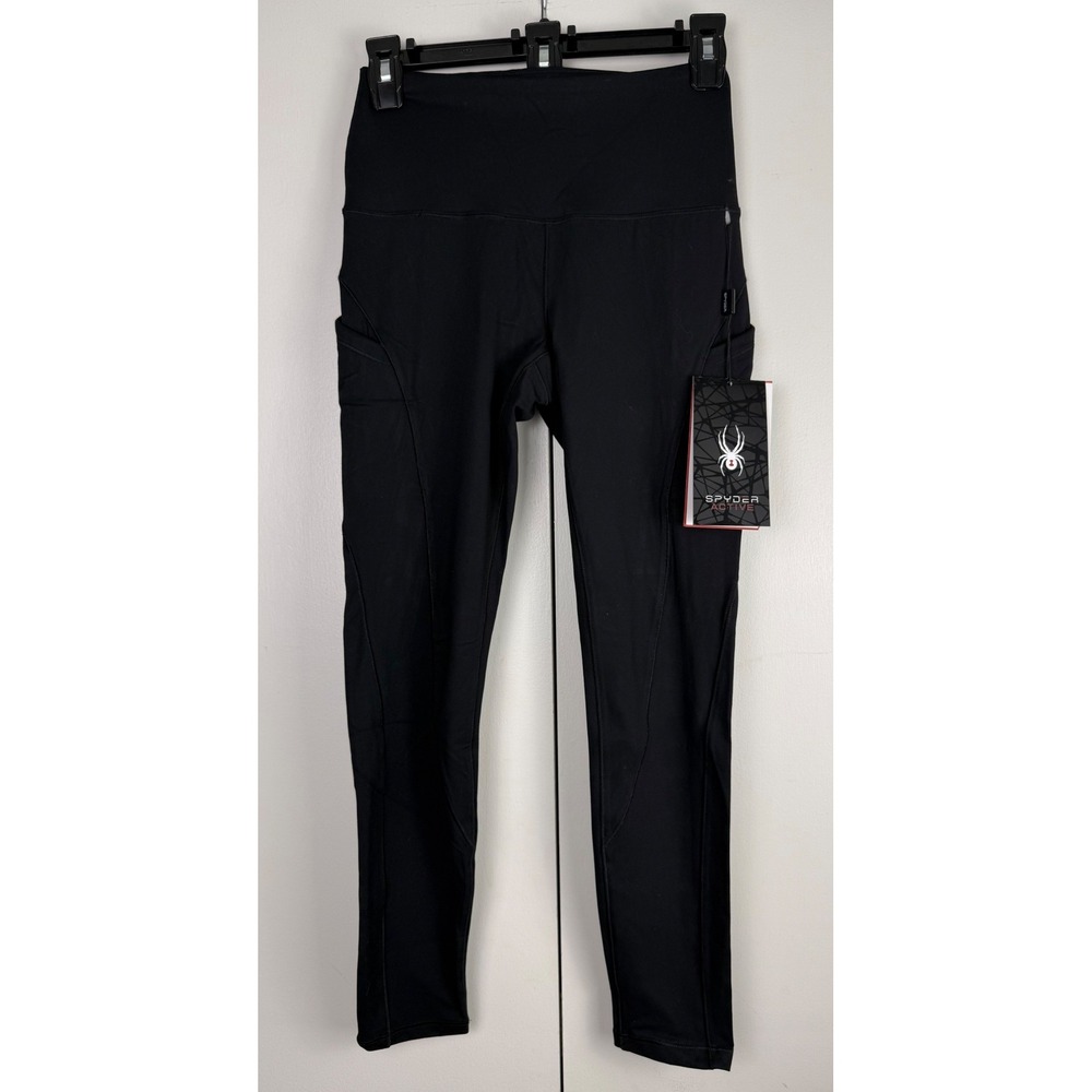 Spyder Active Womens Black High Waisted Athletic Leggings SP6057 Small‎ NWT